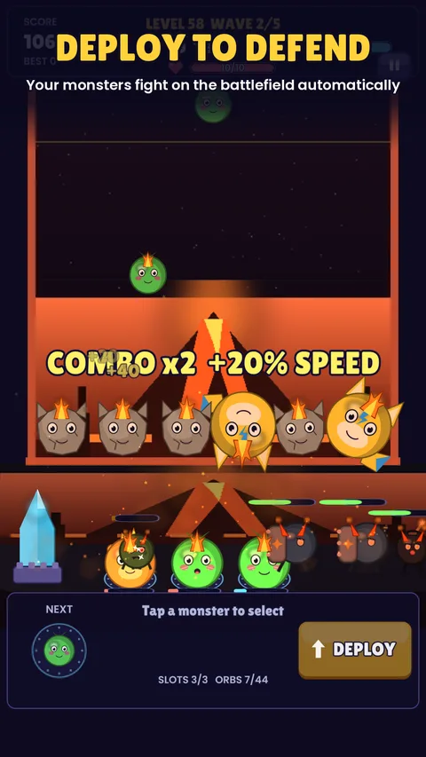 Deploying monsters to defend the crystal