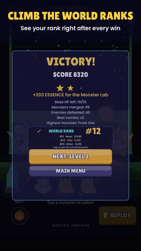 Leaderboard rank after a win